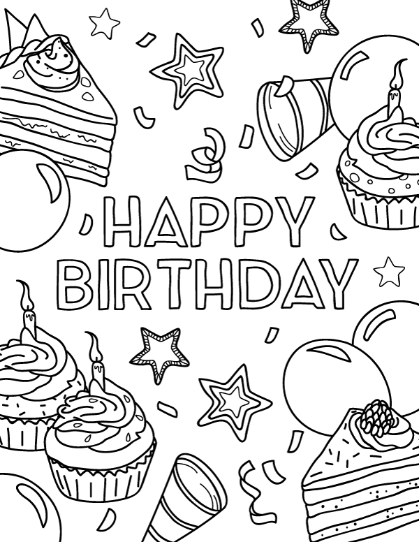 33 Happy Birthday Coloring Pages Printable 24