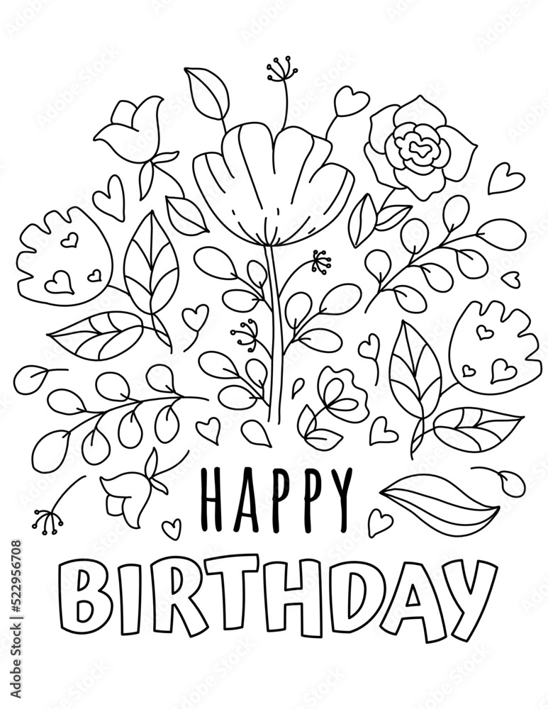 happy birthday coloring pages printable jpg