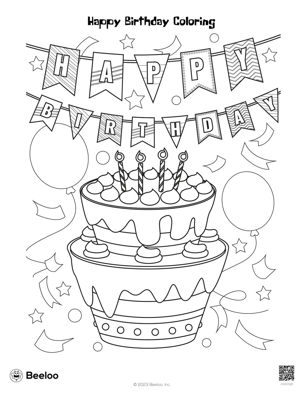 happy birthday coloring pages printable jpg