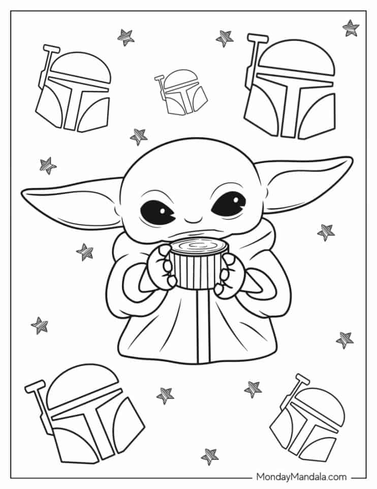 32+ Unique Baby Yoda Coloring Pages Printable