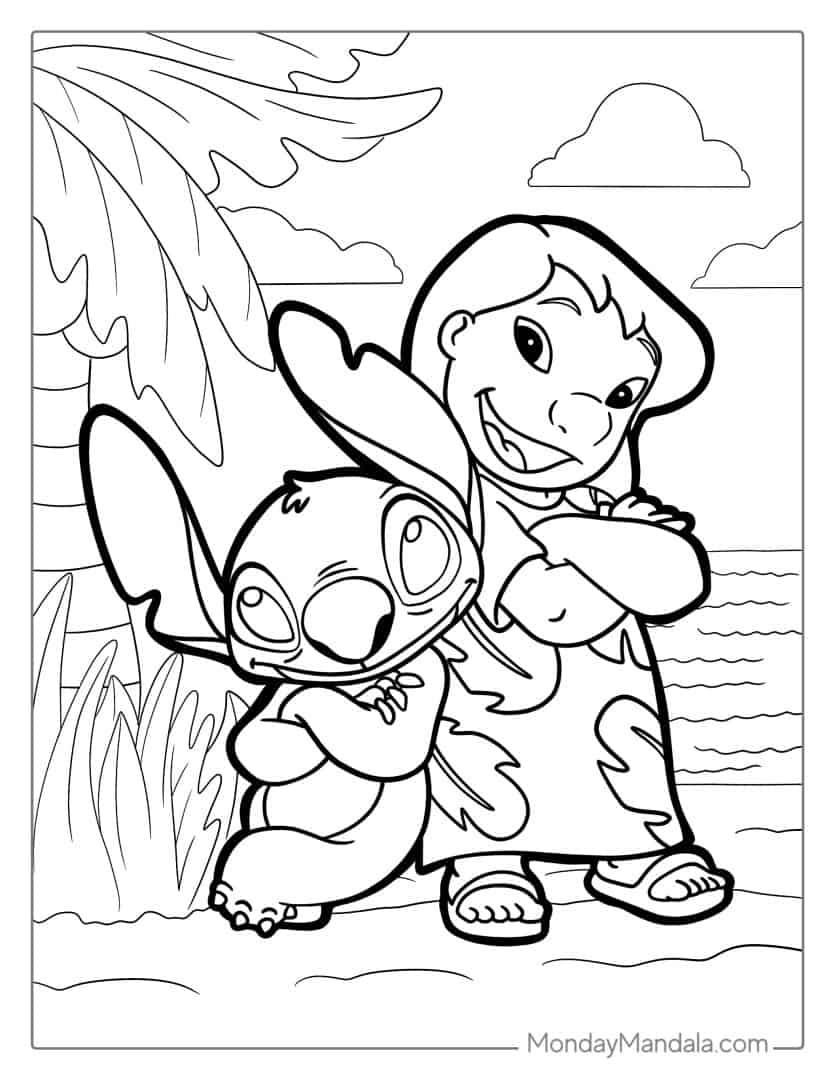 easy coloring page of lilo and stitch for kids x jpg jpg