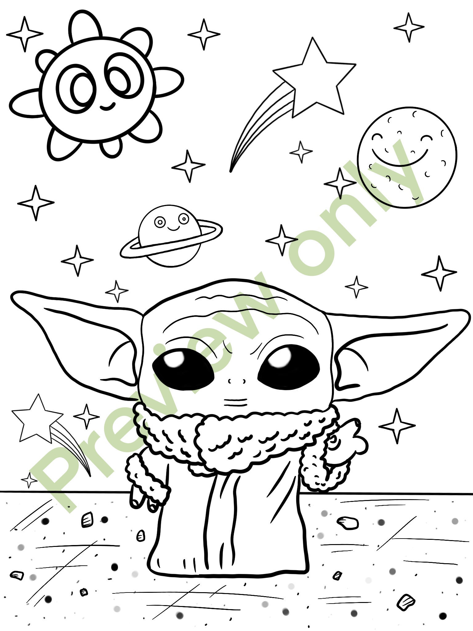 73+ Lovely Baby Yoda Coloring Pages Printable