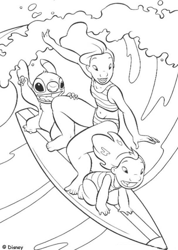 54+ Cute Stitch Surfing Coloring Pages Printable