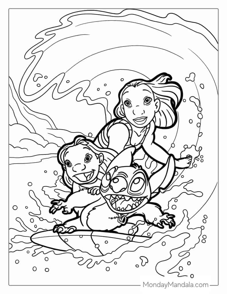 38+ Creative Stitch Surfing Coloring Pages Printable