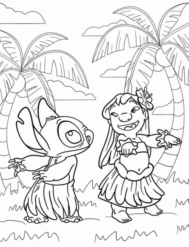 lilo stitch coloring pages lilo showing stitch how to hula dance coloring page png jpg