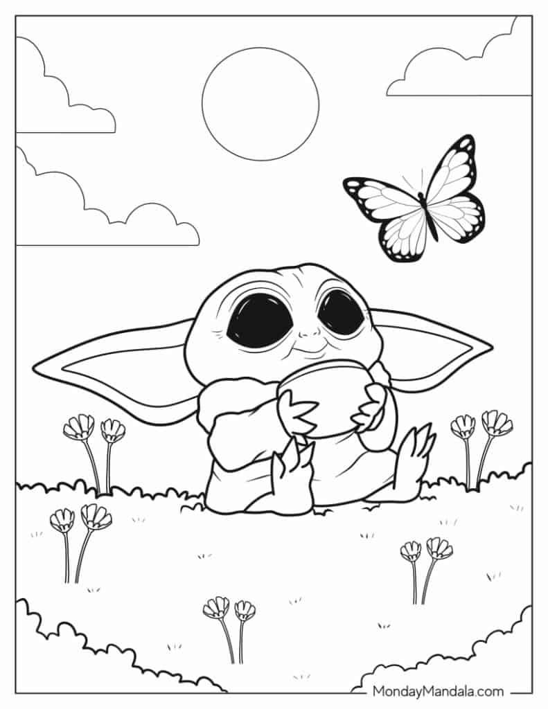 78+ Joyful Baby Yoda Coloring Pages Printable