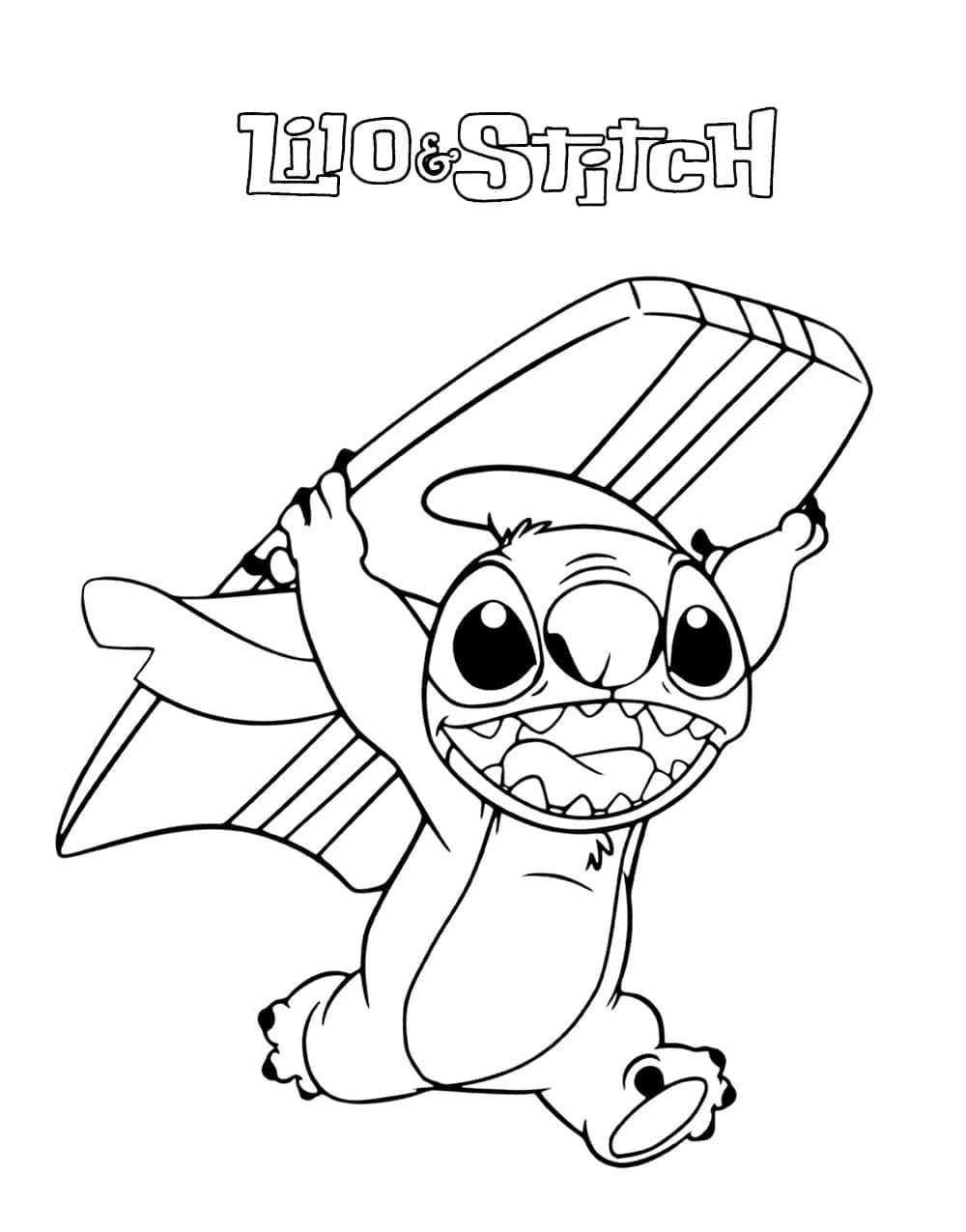 116+ Colorful Stitch Surfing Coloring Pages Printable