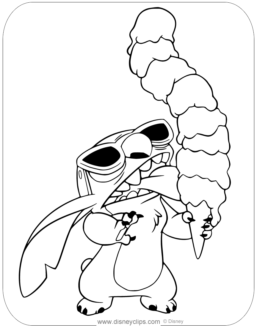 78+ Lovely Stitch Surfing Coloring Pages Printable