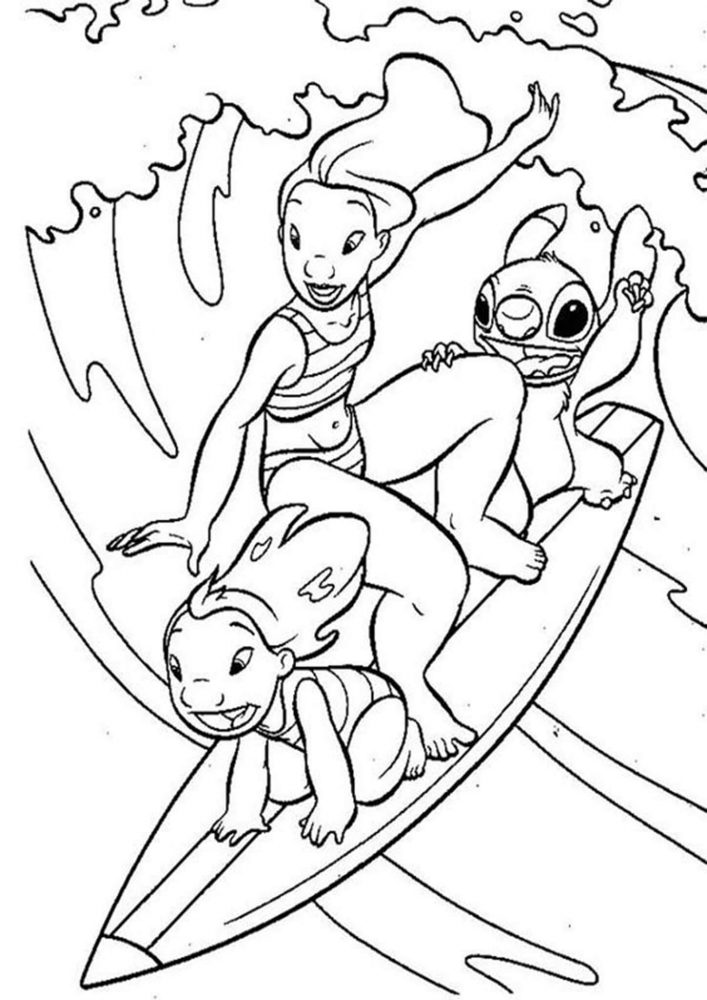 149+ Fantastic Stitch Surfing Coloring Pages Printable