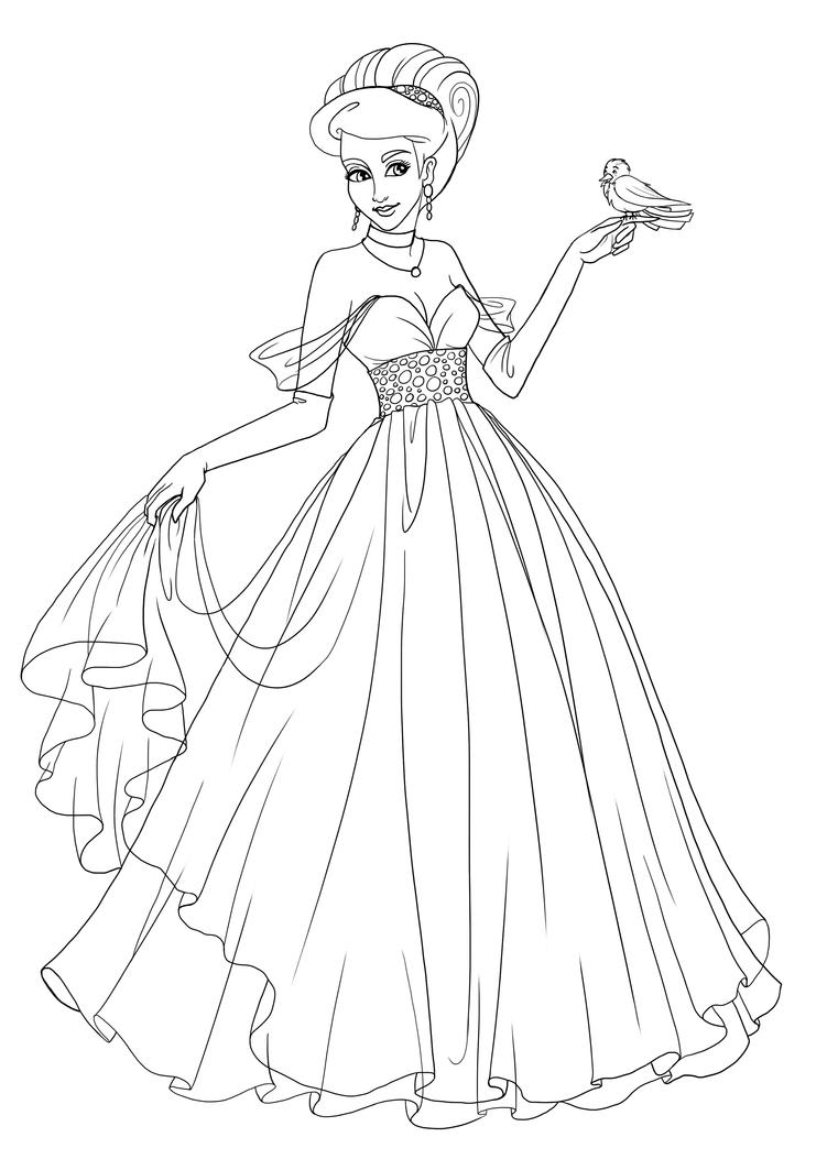 simple coloring page fashion princess printable jpg