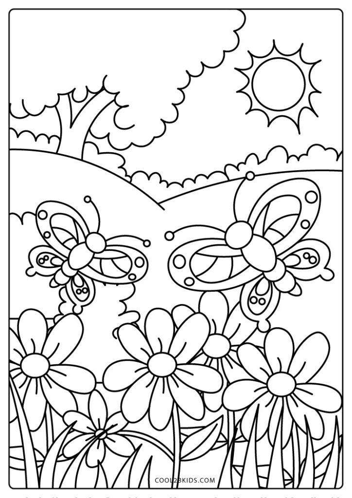 32+ Simple Spring Coloring Pages for Educational