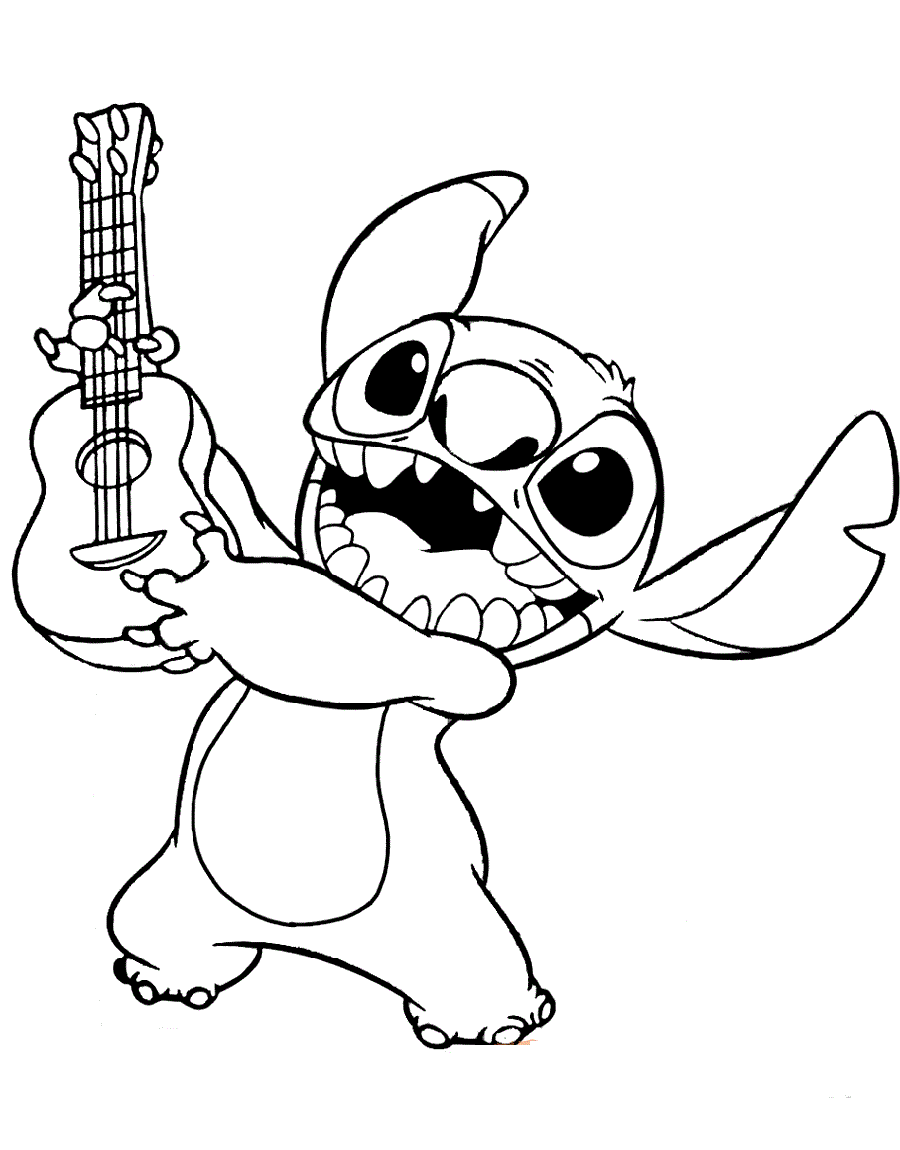 happy stitch aloha coloring pages printable jpg