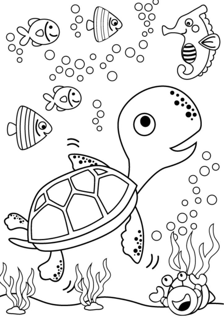 74+ Joyful Turtle Coloring Pages Printable