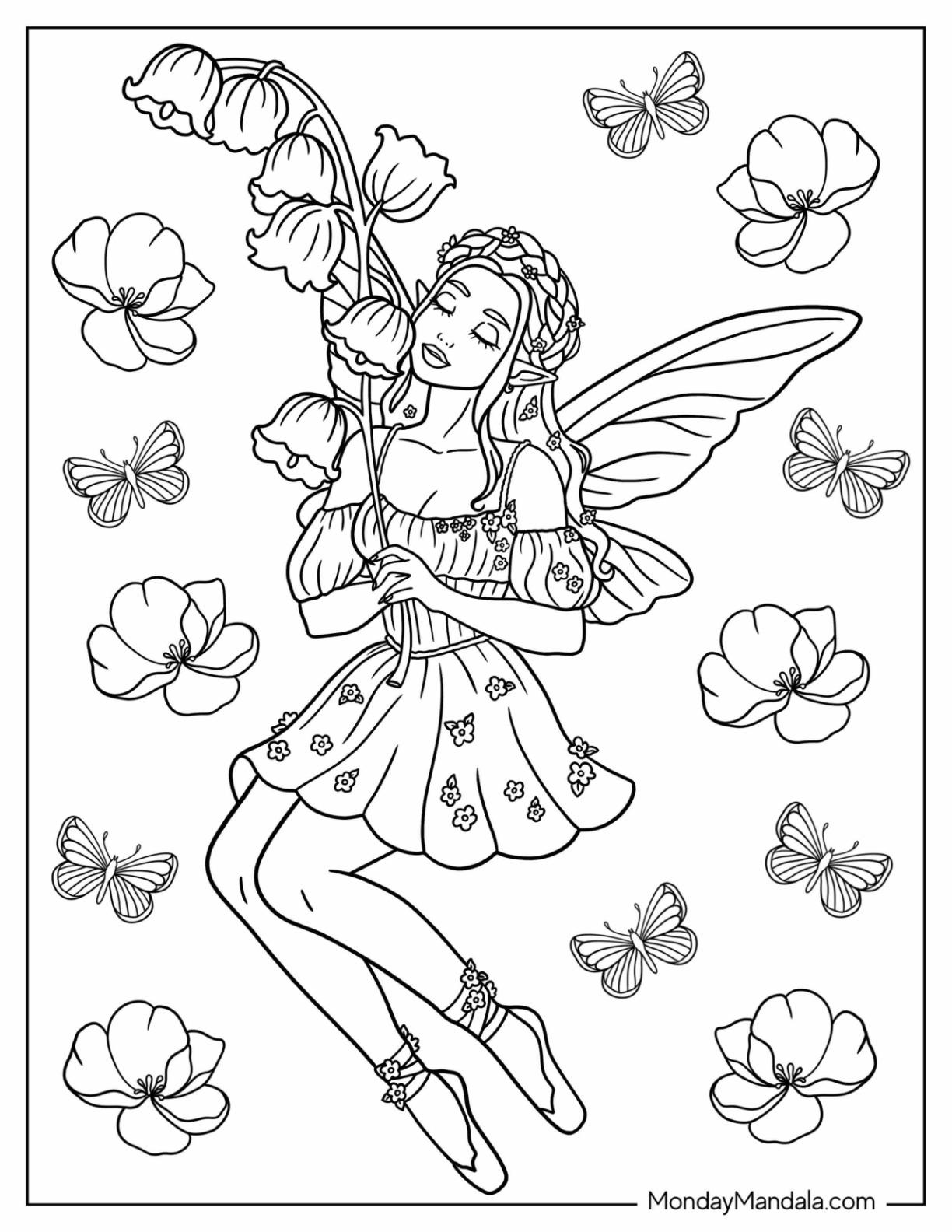 42+ Happy Fairy Coloring Pages and Drawing