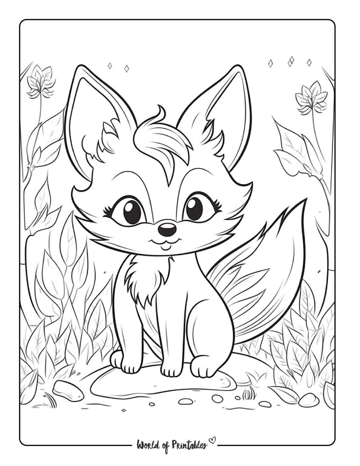 35+ Cute Fox Coloring Pages Easy