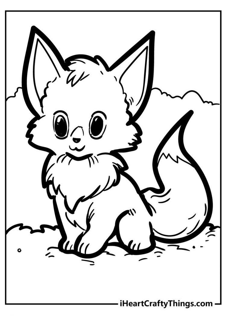 47+ Simple Fox Coloring Pages Inspirational