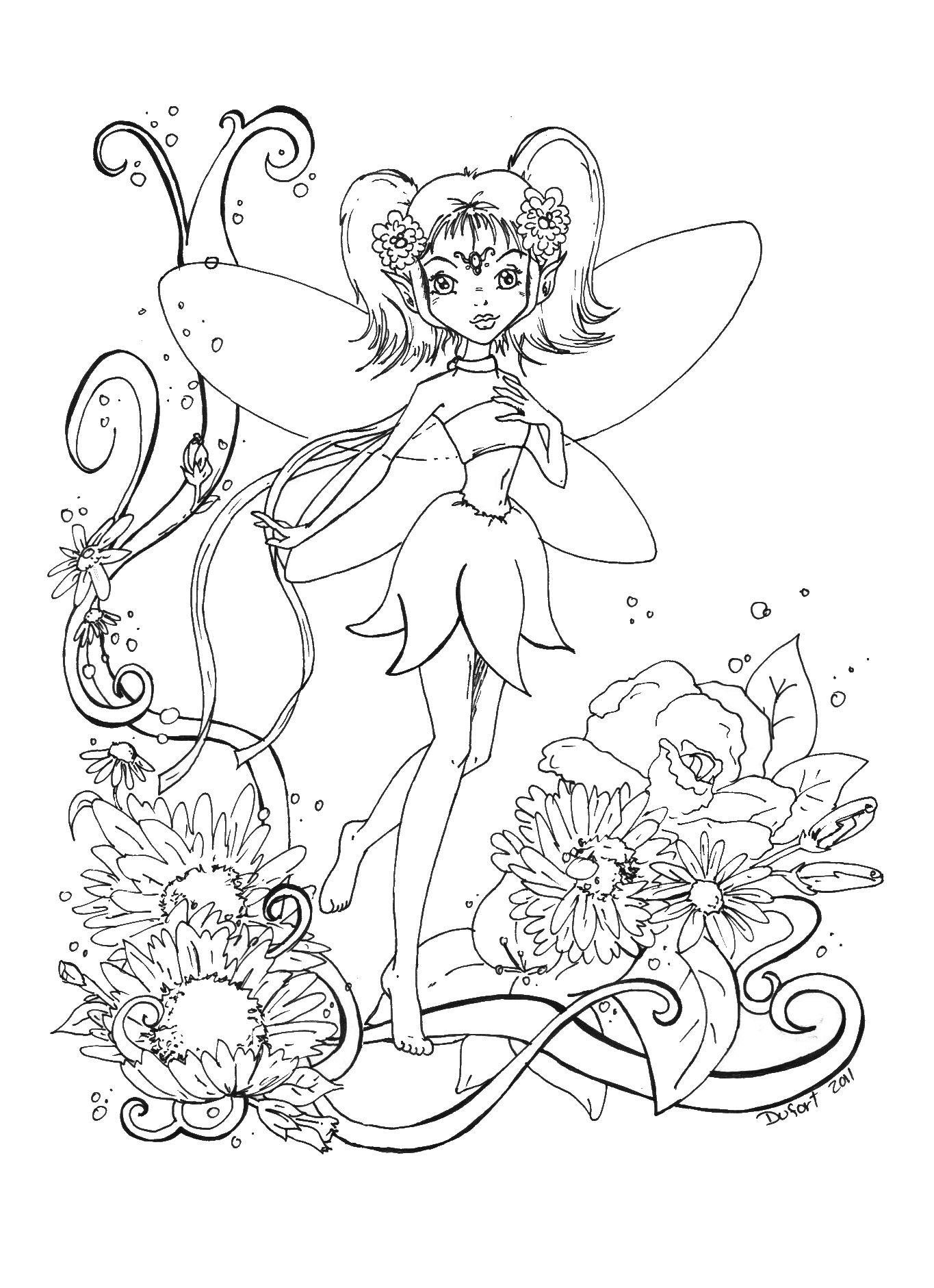 42+ Adorable Fairy Coloring Pages Realistic