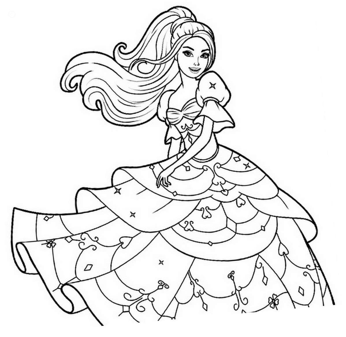 30+ Free Beautiful Princess Barbie Coloring Pages Sheets Printables