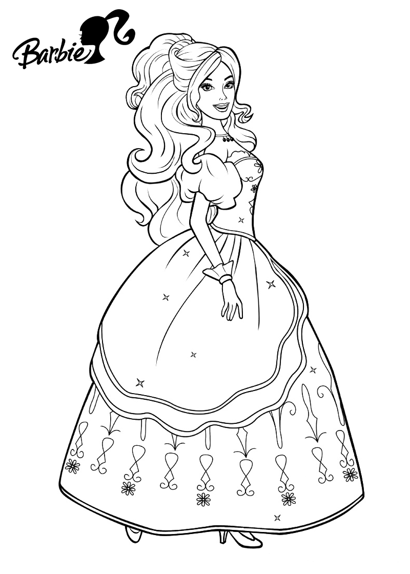 40+ Unique Beautiful Princess Barbie Coloring Pages PDF Printable