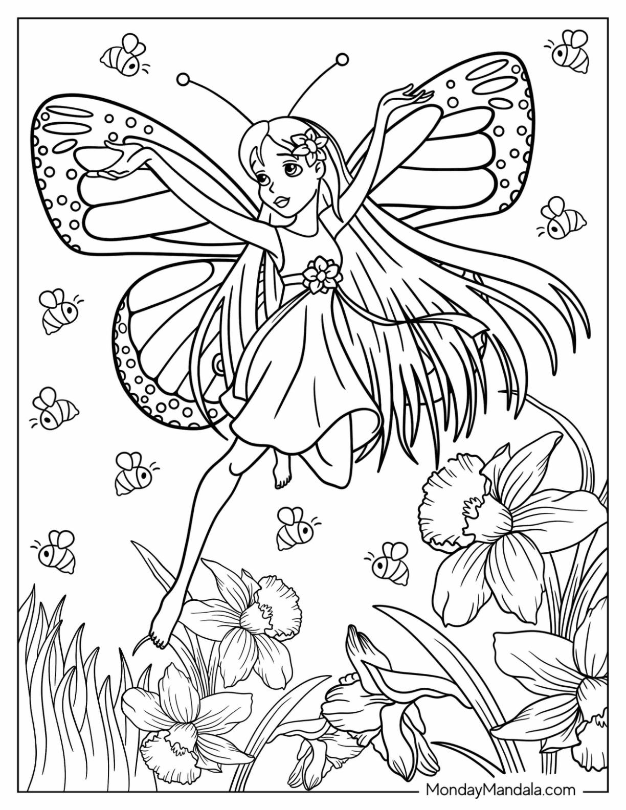 47+ Top Coloring Pages for Girls: Fairies Sheets Printables