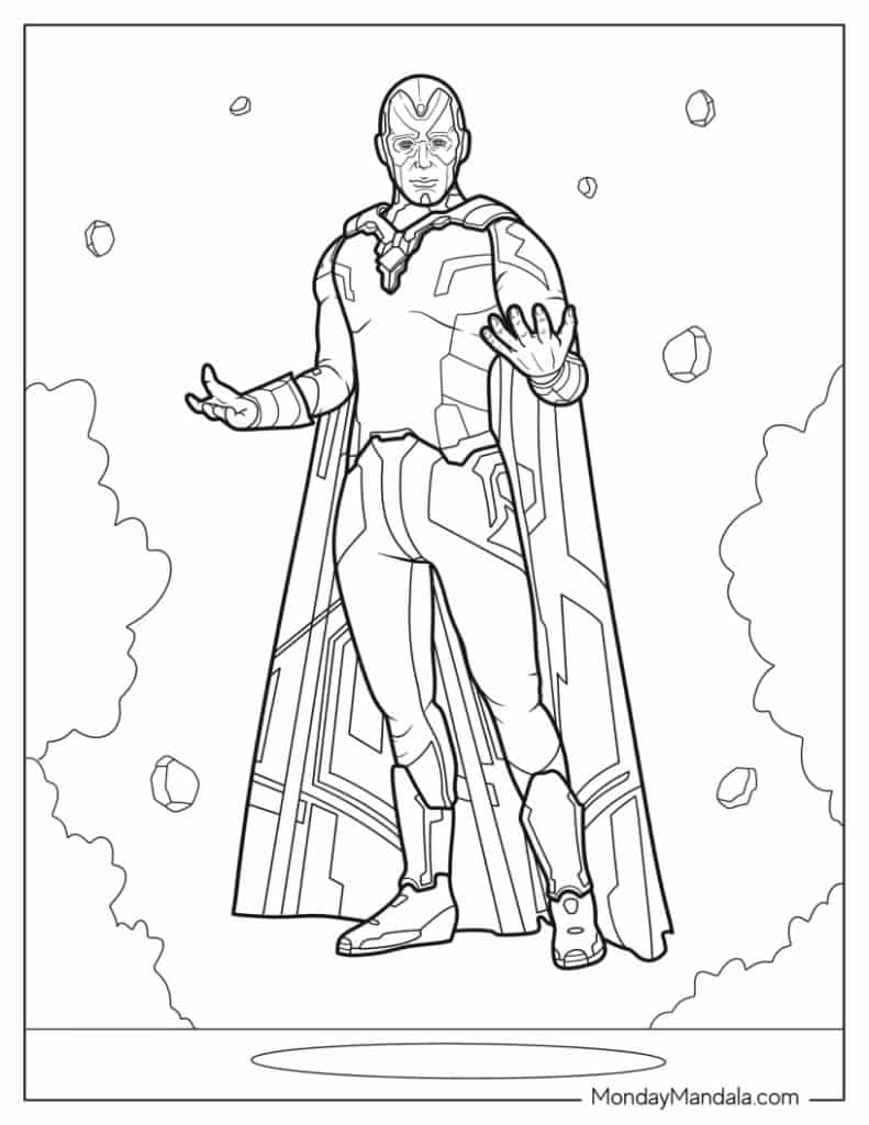 10 Cool Vision Coloring Pages for Superhero Fans