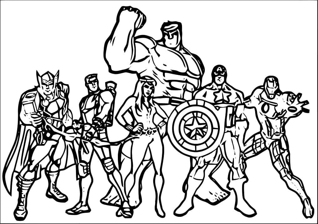 10 Avengers Easy Coloring Page for Kids and Adults