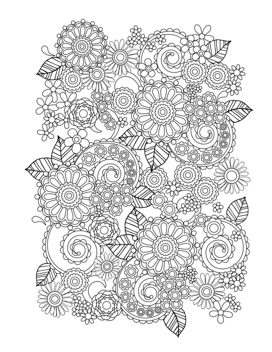 10 Beautiful Adult Coloring Book Pages with Flowers: A Journey into Serenity