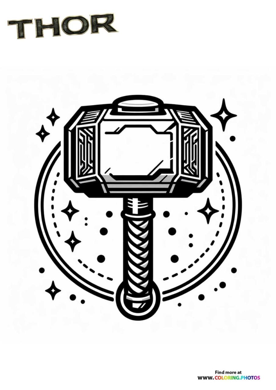 10 Mjolnir Coloring Pages for a Thundering Good Time