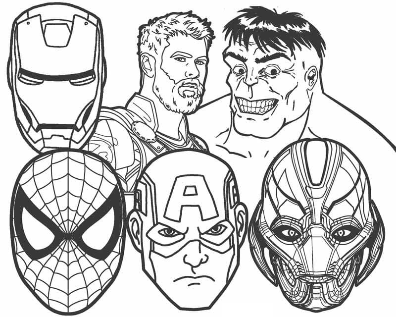 10 Avengers Faces Coloring Pages for Superhero Enthusiasts