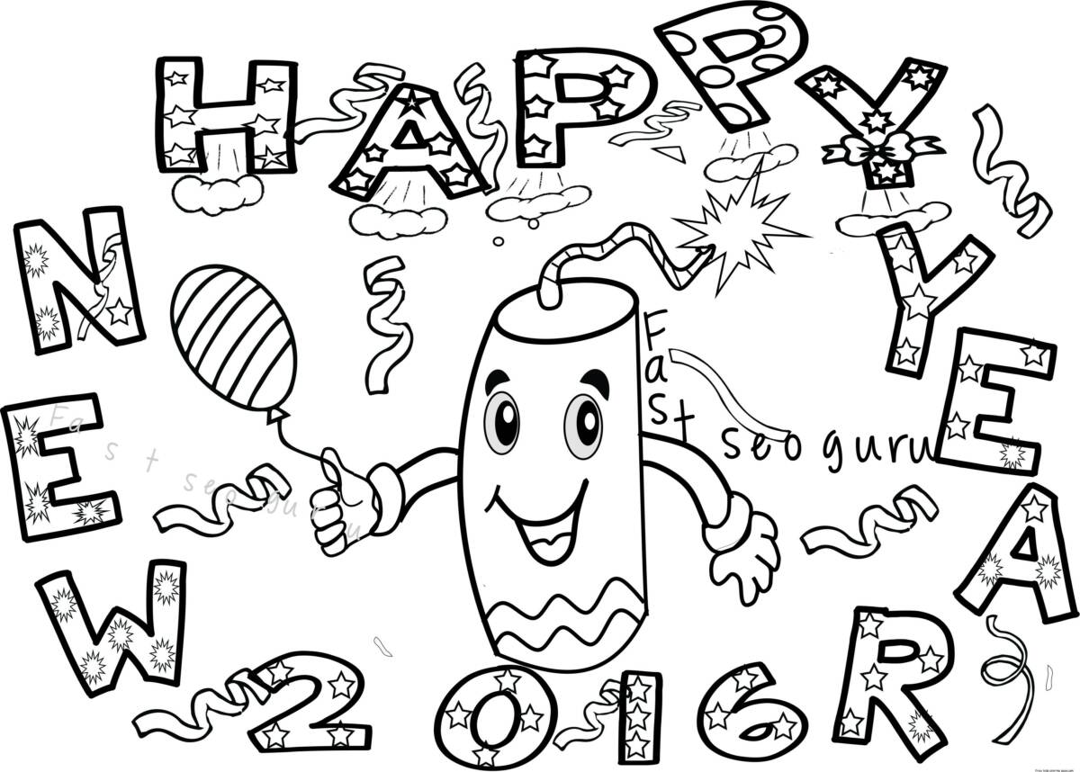 55+ Happy New Years Coloring Pages for Adult 1