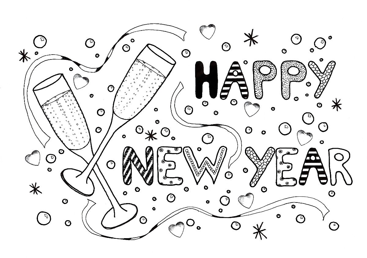 55+ Happy New Years Coloring Pages for Adult 14