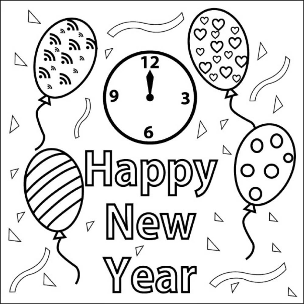 55+ Happy New Years Coloring Pages for Adult 15