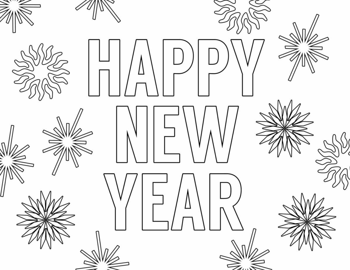 55+ Happy New Years Coloring Pages for Adult 2