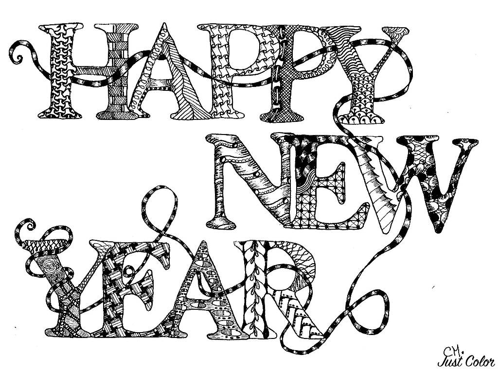 55+ Happy New Years Coloring Pages for Adult 23