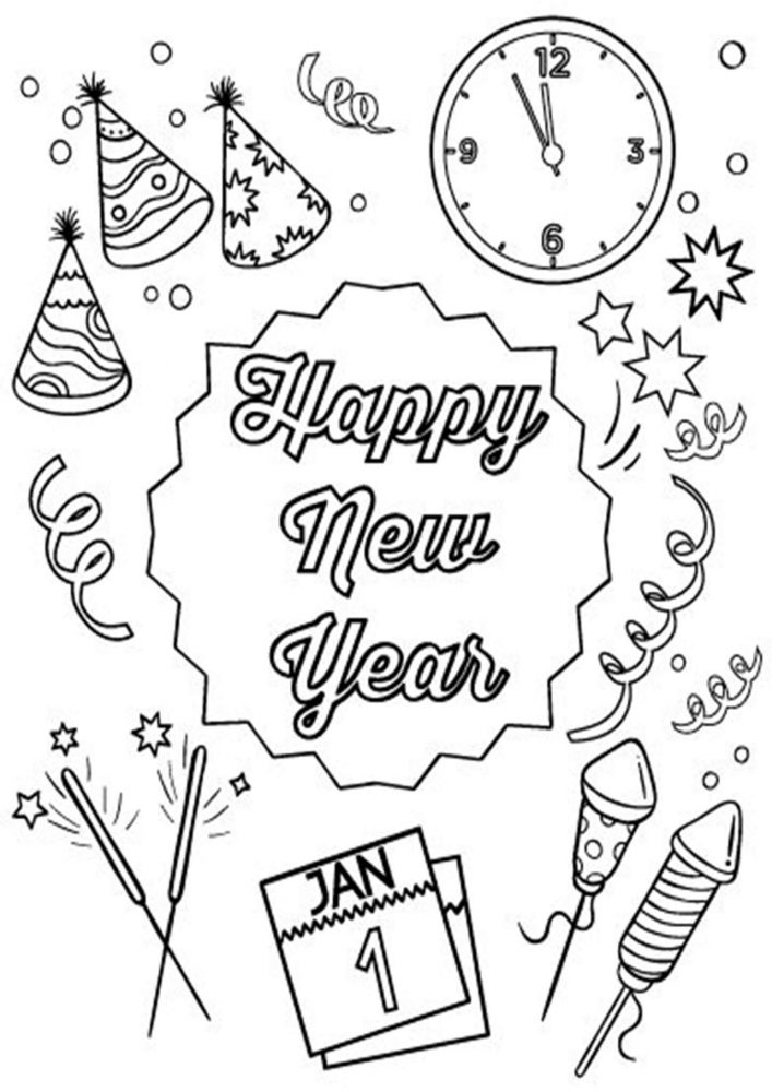 55+ Happy New Years Coloring Pages for Adult 28