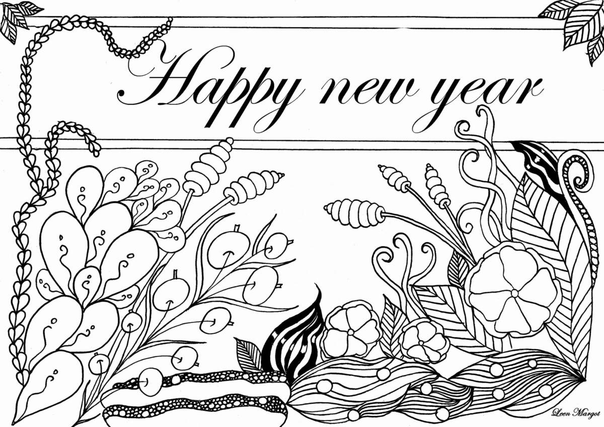 55+ Happy New Years Coloring Pages for Adult 3