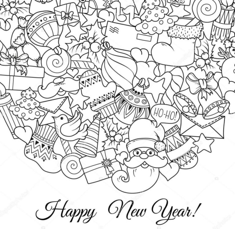 55+ Happy New Years Coloring Pages for Adult 32