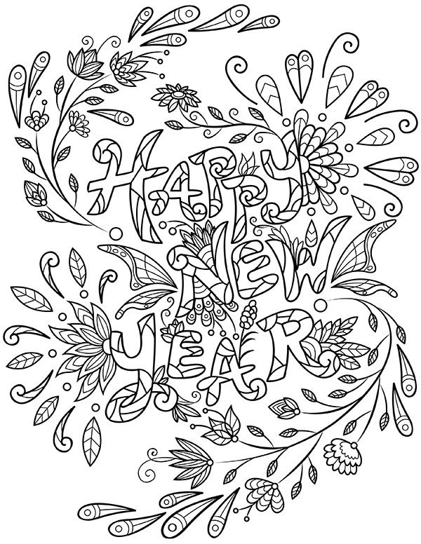 55+ Happy New Years Coloring Pages for Adult 36