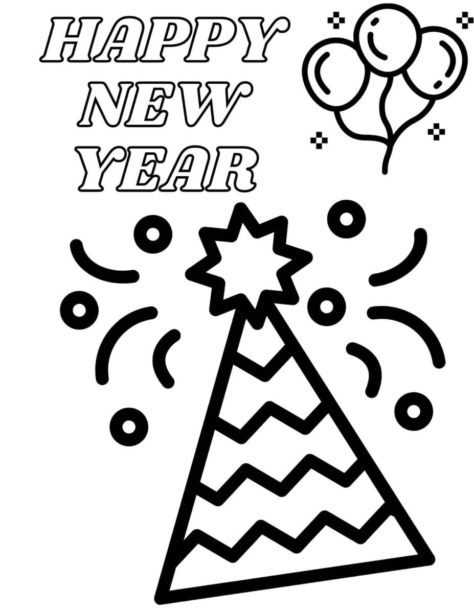 55+ Happy New Years Coloring Pages for Adult 5