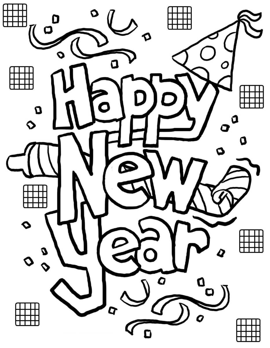 55+ Happy New Years Coloring Pages for Adult 6