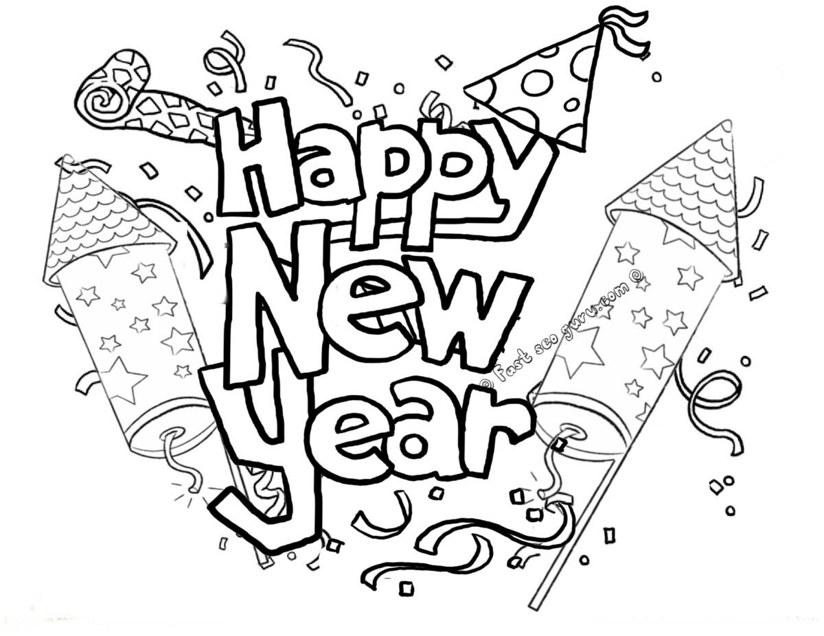 55+ Happy New Years Coloring Pages for Adult 7