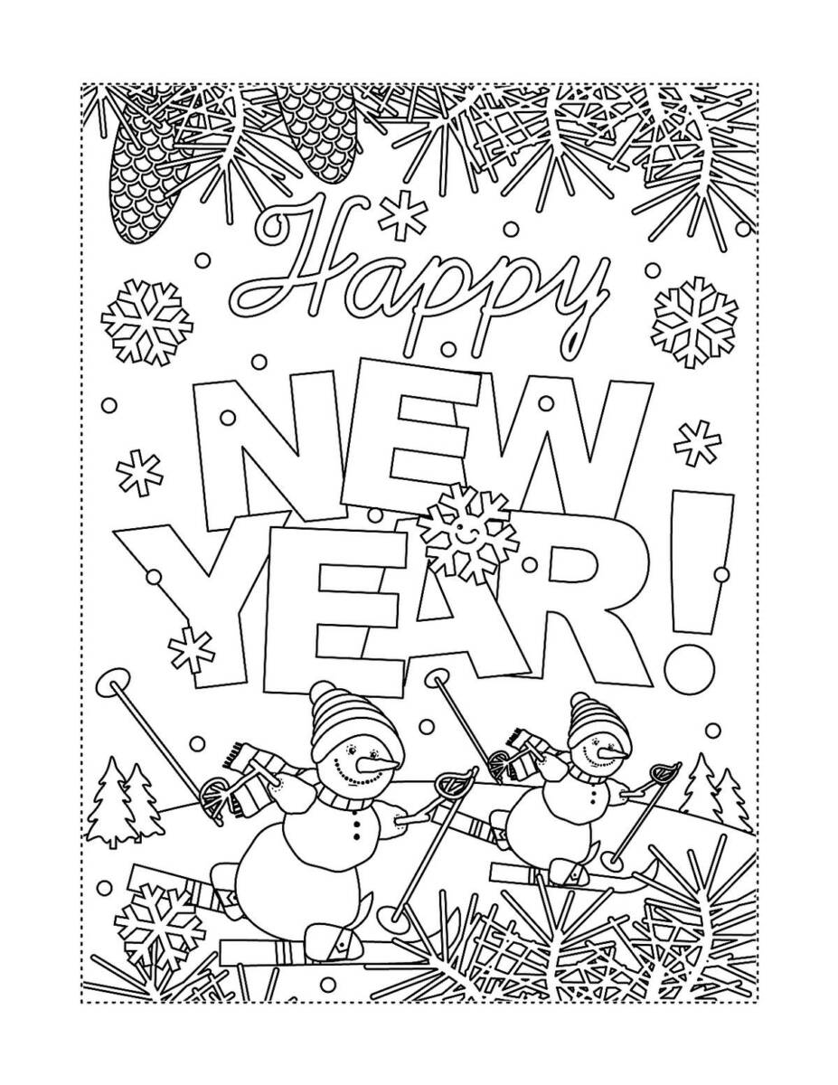 55+ Happy New Years Coloring Pages for Adult 8