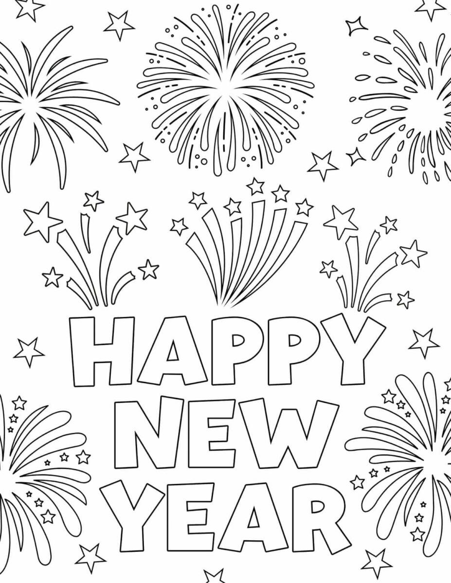 55+ Happy New Years Coloring Pages for Adult 9